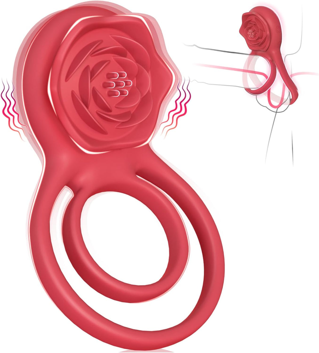Anillo vibrador para el pene con estimulador de clítoris rosa