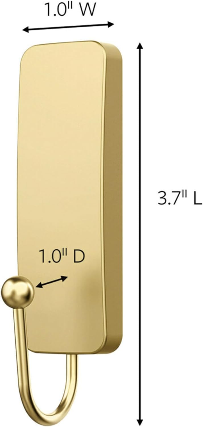 Gancho de pared de latón satinado mediano Command, 1 gancho y 1 tira Command