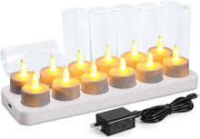 Cargar imagen en el visor de la galería, WoneNice - Velas de té LED recargables con portavelas esmerilado (Juego de 12)
