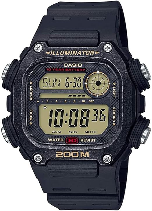 Casio Reloj de cuarzo con batería de 10 años con correa de resina, ln24 negro, 27.2 (Modelo: DW-291H-9AVCF), Negro -, Estándar