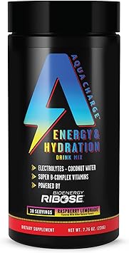 Adquiera la mezcla de bebida energética e hidratante Gold Aqua Charge con electrolitos (1 botella = 30 porciones), sabor a limonada de frambuesa, recuperación pre y post entrenamiento, sin azúcar, sin gluten ln25