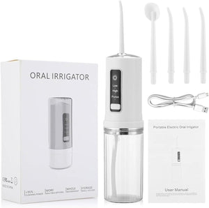 Irrigador dental de agua con 3 modos, 4 chorros, recargable.