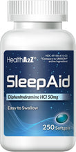 Cargar imagen en el visor de la galería, Ayuda para dormir HealthA2Z, cápsulas blandas de difenhidramina 50 mg
