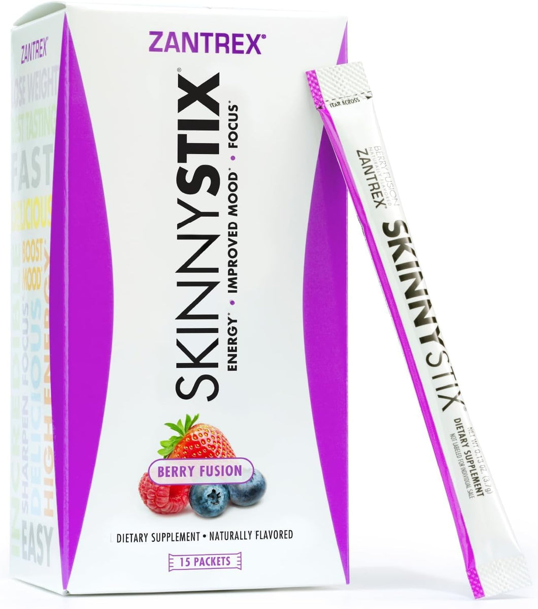 Bebida energética SkinnyStix de Zantrex con antioxidantes. Aumenta la concentración y ofrece una energía increíble. Deliciosos paquetes de 10 calorías (15 paquetes), mezcla de frutos del bosque... a22