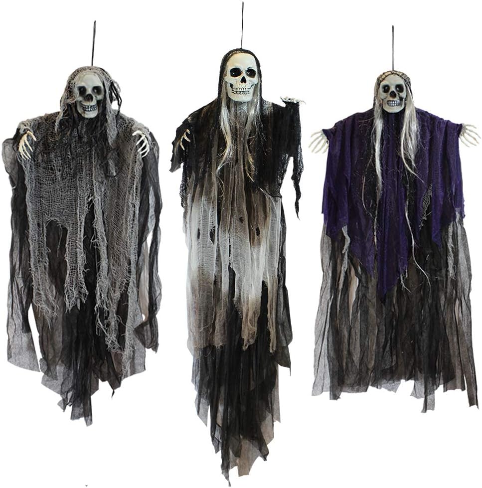 JOYIN 3 Pack Decoraciones colgantes de fantasmas de esqueleto de Halloween