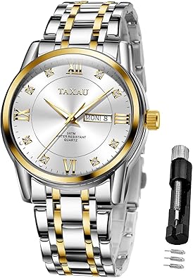 Relojes para hombre, números arábigos, esfera grande, fácil de leer, estilo simple, día fecha, diamante, A21 cara grande, reloj de acero inoxidable impermeable para hombre