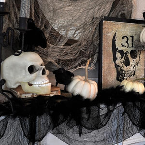 Juego de 5 decoraciones de tela de gasa espeluznantes para Halloween