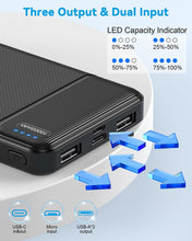 Cargar imagen en el visor de la galería, AsperX Paquete de 2 cargadores portátiles de salida USB C de 10000 mAh, cargador de batería externa de carga rápida, cargador de teléfono portátil para iPhone, Samsung, Google LG y chaleco térmico Ln23
