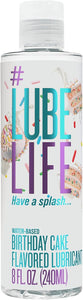 Lube Life - Lubricante personal a base de agua, sabor a pastel de cumpleaños, a24