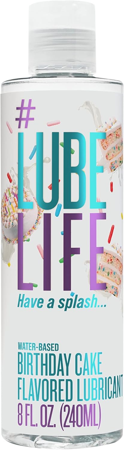 Lube Life - Lubricante personal a base de agua, sabor a pastel de cumpleaños, a24