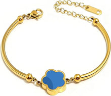 Cargar imagen en el visor de la galería, Pulseras de trébol de cuatro hojas doradas en 18 quilates para mujer
