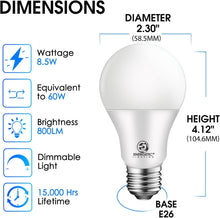 Cargar imagen en el visor de la galería, Paquete de 24 bombillas Led A19 equivalentes a 60 W, luz diurna 5000 K, base media E26, no regulable, bombilla Led con certificación UL A19
