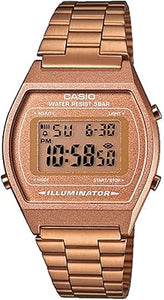 Casio B640WC-5AVT - Reloj digital con banda de metal con pantalla LCD ln24 clásica para hombre, Oro Rosa, Casual