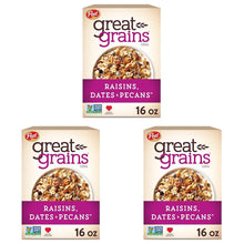 Cargar imagen en el visor de la galería, Great Grains Cereal de desayuno con pasas, dátiles y nueces pecanas, cereal de pasas con dátiles dulces y racimos de granola
