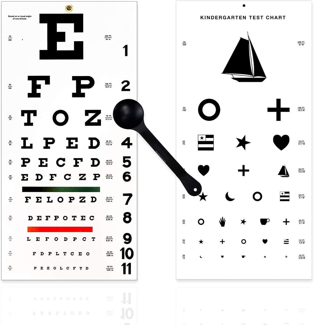 EMI OCC-WSK - Juego de 3 piezas – Occluder Plus Snellen y Kindergarten/Niños de plástico para examen de visión ocular de 22 x 11 pulgadas a22