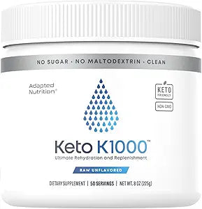 Polvo electrolítico Keto K1000 de Hi-Lyte | Sin sabor | Mezcla de bebida para suplementos de hidratación | Aumenta la energía y combate los calambres en las piernas | Sin azúcar, sin stevia, sin maltodextrina | 50 porciones a22