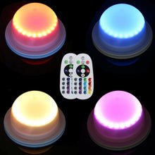 Cargar imagen en el visor de la galería, Paquete de 4 luces LED debajo de la mesa para fiestas, iluminación RGB para eventos para bodas

