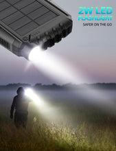 Cargar imagen en el visor de la galería, Power-Bank-Solar-Charger - Cargador portátil de 42800 mAh, banco de energía solar, batería externa 5V3.1A Qc 3.0 cargador rápido integrado linterna súper brillante (negro profundo) Ln23
