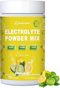 Bebida líquida de electrolitos intravenosa diaria en polvo sin azúcar (limón y lima), mejorada con BCAA y vitaminas, para una rápida hidratación y recuperación, sin azúcar y cetogénica, sin OGM, 75 porciones ln25