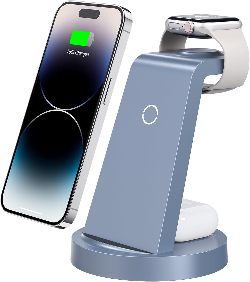 Estación de carga 3 en 1 para iPhone AZUL A24