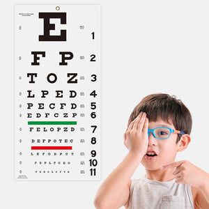 Snellen - Tabla de ojos con adhesivo de fijación de 11 x 22 pulgadas, gráficos oculares para exámenes oculares, a22 ideal para el consultorio del médico, escuela, hogar con oclusor ocular y