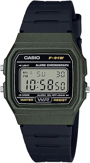 Casio F91W Series | Digital Watch | Water Resistant | LED Light | 1/100 SEC Stopwatch | Regular Time Keeping ln24 (HR, Min, SEC, PM, Date, Day) | Daily Alarm | Lightweight | 7 Year Battery