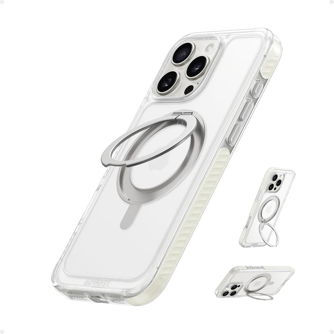 Anker Funda ultra magnética para iPhone con soporte de anillo resistente de 360°, antiamarilleo y a prueba de caídas,a19 funda protectora transparente, compatible con MagSafe (para iPhone 16 Pro Max,