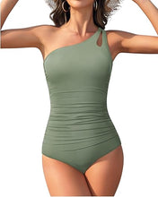 Cargar imagen en el visor de la galería, Century Star Traje de baño de una pieza de un hombro para mujeres
