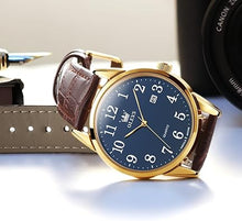 Cargar imagen en el visor de la galería, OLEVS Relojes de pulsera clásicos para hombres, Reloj de cuero marrón para hombre, Reloj analógico casual para hombre, Reloj de cuero a21 negro para hombre, Reloj de cuero negro para hombre, Relojes de
