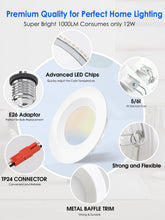 Cargar imagen en el visor de la galería, Energetic - Iluminación LED empotrable de 5/6 pulgadas, 1000 lm, luz descendente de luz diurna de 5000 K, 12 W = 150 W, luz LED regulable, instalación de reacondicionamiento simple, clasificación IC y A19
