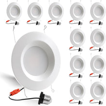 Cargar imagen en el visor de la galería, Energetic - Iluminación LED empotrable de 5/6 pulgadas, 1000 lm, luz descendente de luz diurna de 5000 K, 12 W = 150 W, luz LED  , instalación de reacondicionamiento simple, clasificación IC y A19
