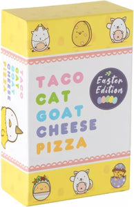 Taco Cat Goat Cheese Pizza - Edición de Pascua! Divertida versión de temporada de nuestro exitoso juego ln23. Edades 8+, 10-15 minutos para jugar, 2-8 jugadores