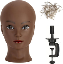 Cargar imagen en el visor de la galería, Cabeza de maniquí calva marrón femenino profesional de cosmetología maniquí de entrenamiento calvo para hacer pelucas y exhibir sombrero
