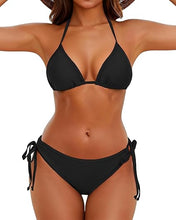 Cargar imagen en el visor de la galería, Traje de baño de dos piezas en triángulo de bikini con cordones
