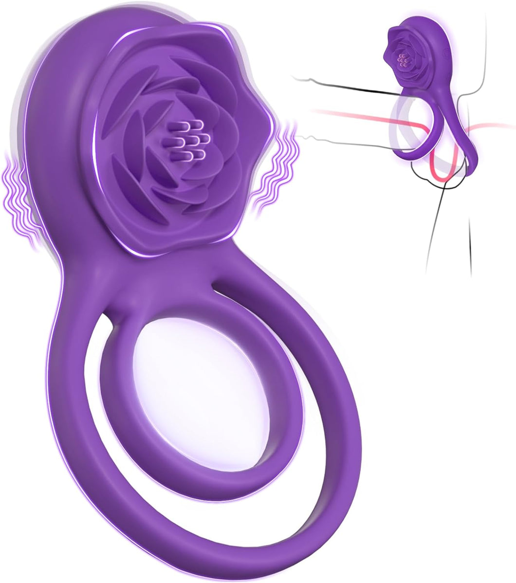 Anillo vibrador para el pene con estimulador de clítoris rosa A24