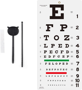 Snellen - Tabla de ojos con adhesivo de fijación de 11 x 22 pulgadas, gráficos oculares para exámenes oculares, a22 ideal para el consultorio del médico, escuela, hogar con oclusor ocular y