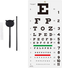 Cargar imagen en el visor de la galería, Snellen - Tabla de ojos con adhesivo de fijación de 11 x 22 pulgadas, gráficos oculares para exámenes oculares, a22 ideal para el consultorio del médico, escuela, hogar con oclusor ocular y
