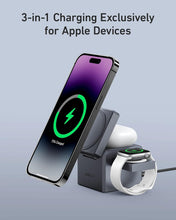 Cargar imagen en el visor de la galería, Anker Soporte de cargador MagSafe, cargador inalámbrico, cubo 3 en 1,a19 carga rápida plegable de 15 W para iPhone 16/15/14/13, Apple Watch, AirPods (cargador incluido)
