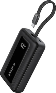 Anker Zolo Power Bank, cargador portátil de 10,000 mAh 30 W con cable USB-C integrado para viajes, batería de carga rápida para iPhone serie 16/15, MacBook, Galaxy, iPad y más ln23