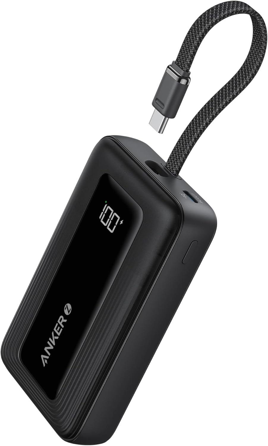 Anker Zolo Power Bank, cargador portátil de 10,000 mAh 30 W con cable USB-C integrado para viajes, batería de carga rápida para iPhone serie 16/15, MacBook, Galaxy, iPad y más ln23