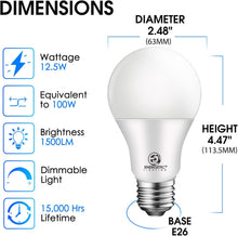 Cargar imagen en el visor de la galería, Energetic - Paquete de 6 bombillas LED de 100 W, luz diurna 5000 K, regulable, 1500 lúmenes 12.5 W, base media E26, 15000 horas, certificación UL A19
