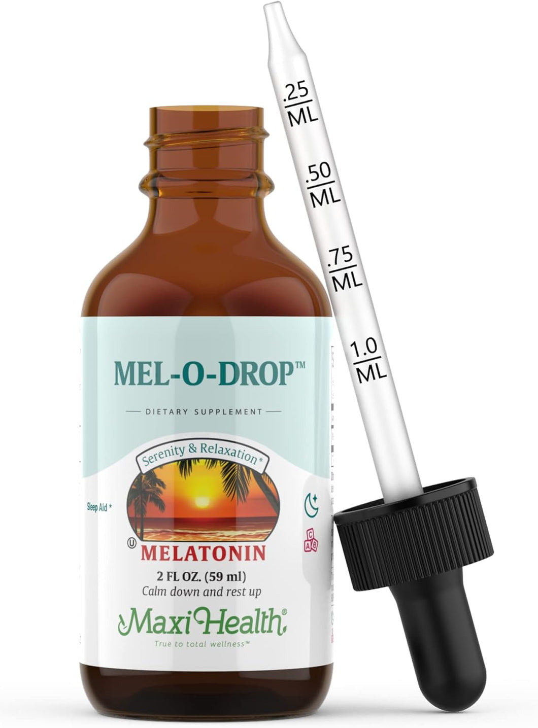 Maxi-Health - Gotas de melatonina líquida para niños, 2 onzas líquidas, 177 porciones con gotero, suplemento natural para ayudar al sueño para niños y adolescentes, ayuda a conciliar el sueño más ln26