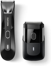 Cargar imagen en el visor de la galería, MANSCAPED® The Handyman™ &amp; The Lawn Mower® 4.0 - Afeitadora facial compacta para hombre con cabezal de cuchilla ln23 SkinSafe® de doble acción y recortadora eléctrica de ingle y vello corporal
