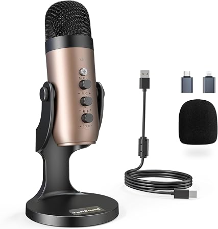 ZealSound Micrófono USB, micrófono condensador de computadora Q1