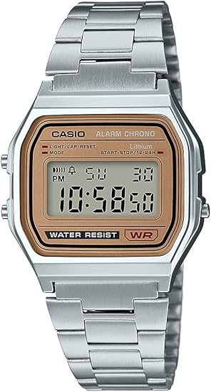 Casio A158WA Series | Unisex Digital Watch | Vintage | WR | 100 SEC Stop Watch | Daily Alarm | Regular Time Keeping: ln24 Hour, Minute, Second, PM, Date, Day | Led Light | 7 Yr Battery