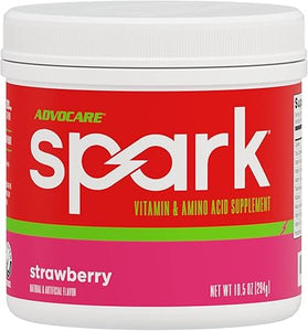 Suplemento de vitaminas y aminoácidos AdvoCare Spark: mezcla en polvo para bebida energética y de concentración con vitamina A, B-6, C y E; también incluye L-carnitina y L-tirosina; sabor fresa, 10,5 oz a22