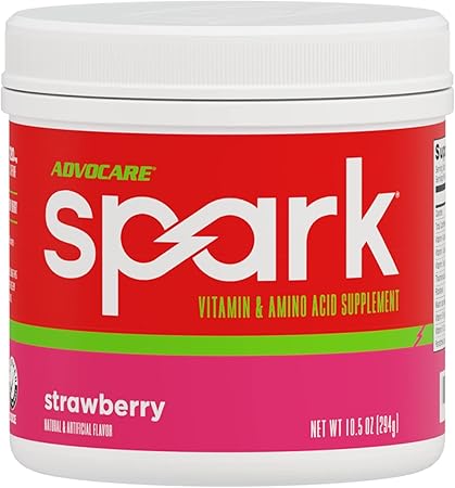 Suplemento de vitaminas y aminoácidos AdvoCare Spark: mezcla en polvo para bebida energética y de concentración con vitamina A, B-6, C y E; también incluye L-carnitina y L-tirosina; sabor fresa, 10,5 oz a22