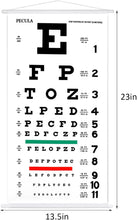 Cargar imagen en el visor de la galería, Tabla de ojos, tabla de ojos Snellen, tabla de pared de lienzo no reflectante, gráficos de ojos enmarcados de madera para exámenes oculares de 20 pies 11 x 22 pulgadas. a22
