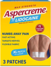 Cargar imagen en el visor de la galería, Aspercreme Parche de alivio del dolor de lidocaína Max Strength para dolor de espalda
