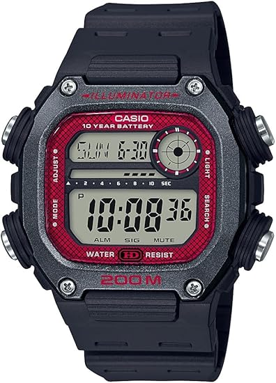 Casio DW291H Series | Men’s Digital Watch | 200 Meter Water Resistance | Multi Alarms | 100 SEC Stopwatch | Countdown Timer | ln24 World Map for World Time | LED Light | LC Display | 10 Yr Battery